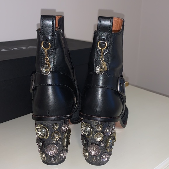 Coach Black Moto Flower Boots - Picture 2 of 6